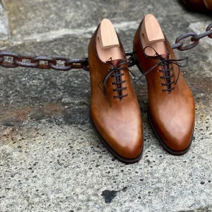 Tan Leather Jemria Whole Cut Oxfords - Formal Shoes - AW24