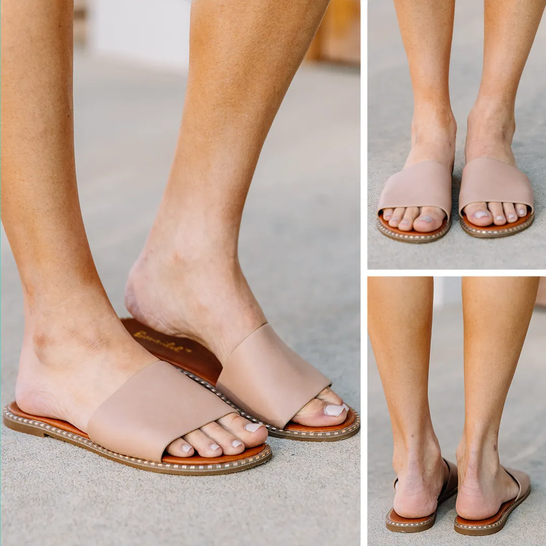 This Could Work Natural Brown Slide Sandals