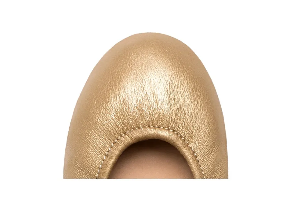 TIEKS METALLIC GOLD ITALIAN LEATHER BALLET FLATS