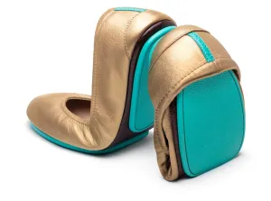 TIEKS METALLIC GOLD ITALIAN LEATHER BALLET FLATS