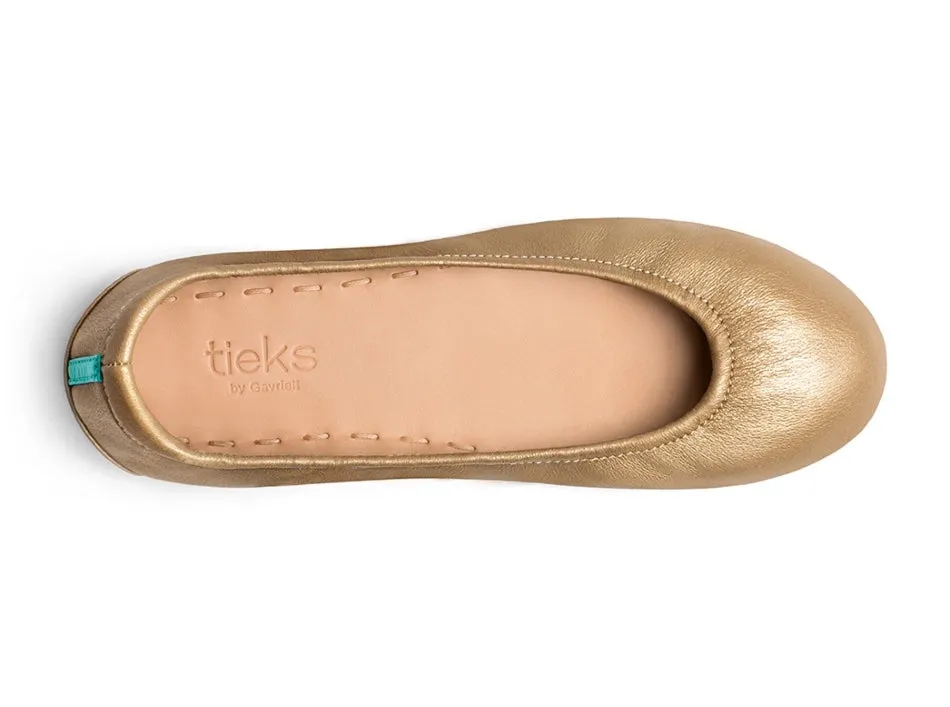 TIEKS METALLIC GOLD ITALIAN LEATHER BALLET FLATS