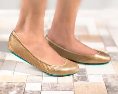 TIEKS METALLIC GOLD ITALIAN LEATHER BALLET FLATS