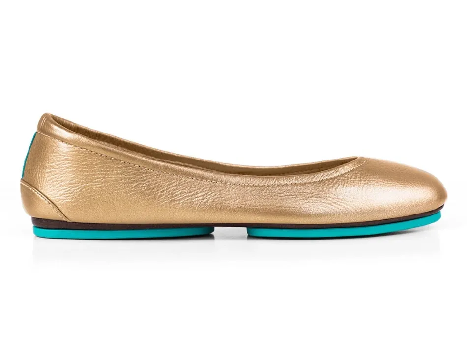 TIEKS METALLIC GOLD ITALIAN LEATHER BALLET FLATS