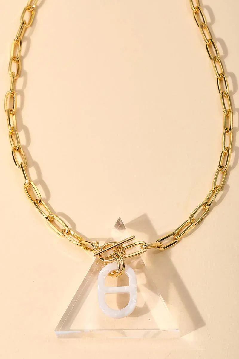 Toggle Chain Oval Clasp Necklace