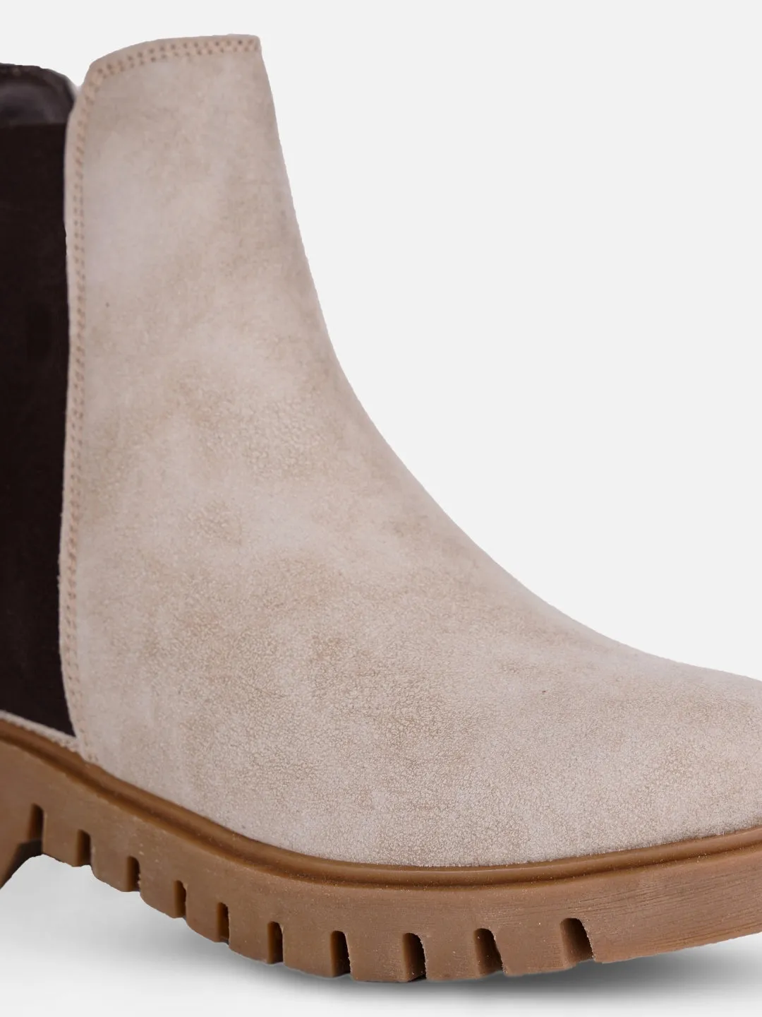 Women's Light Grey Suede Finish Boots (IU5008)