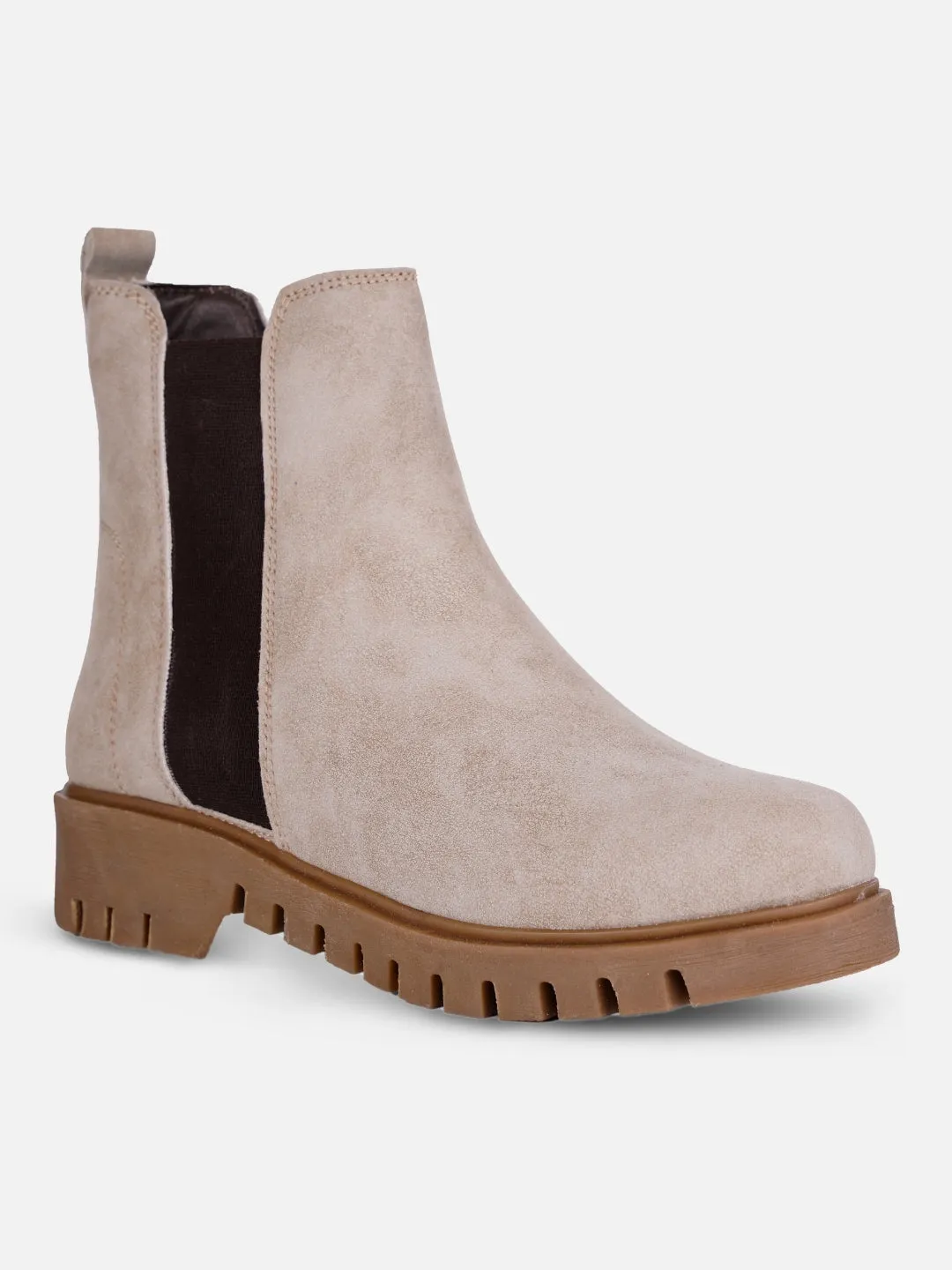 Women's Light Grey Suede Finish Boots (IU5008)