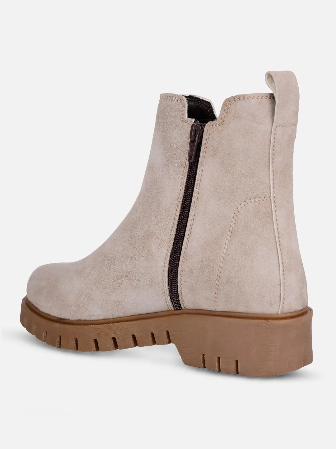 Women's Light Grey Suede Finish Boots (IU5008)