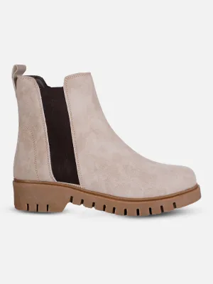 Women's Light Grey Suede Finish Boots (IU5008)
